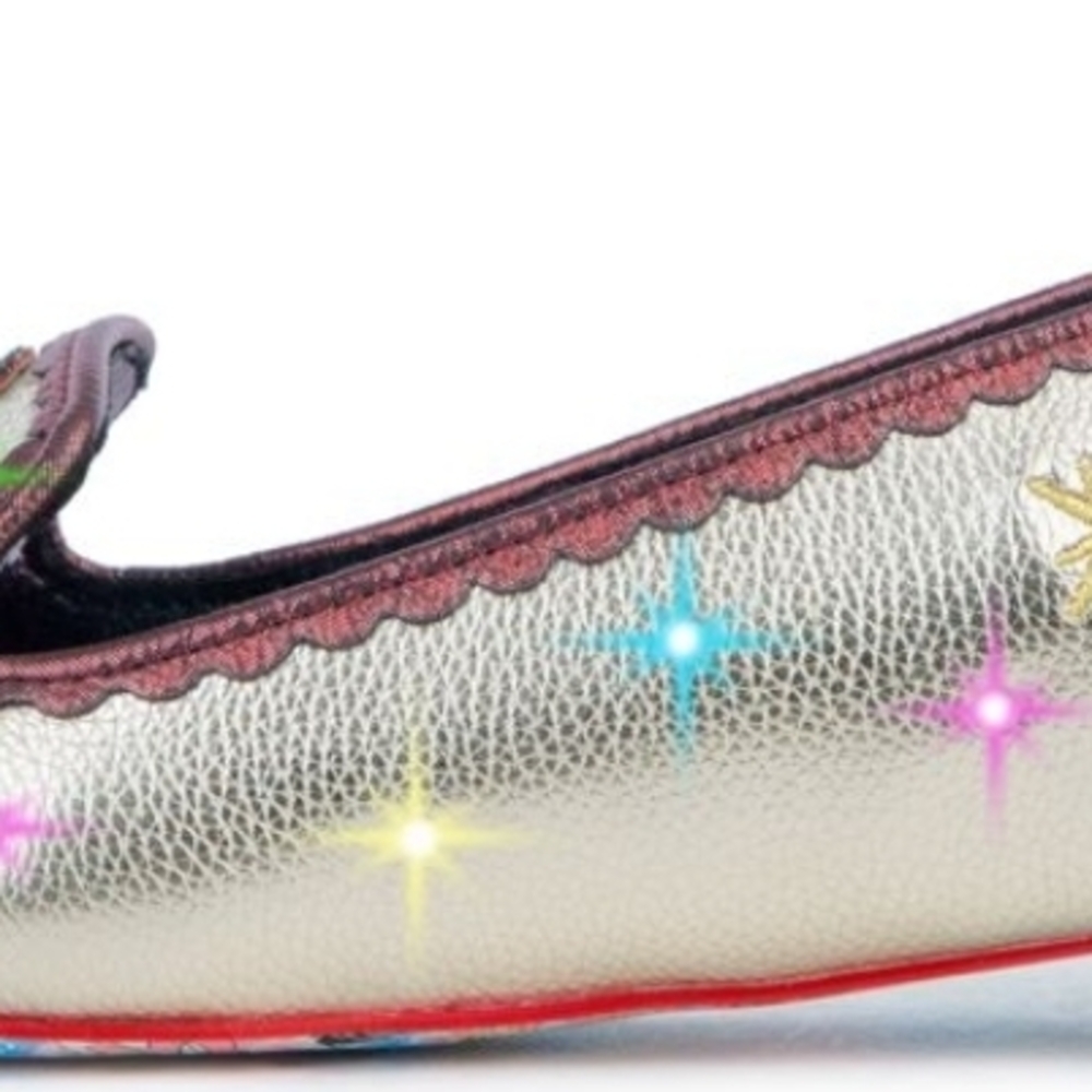 Irregular Choice Gold Santa Flats - Picture 4 of 5